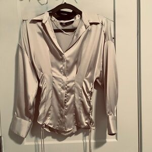 Elegant Satin Blouse in Champagne